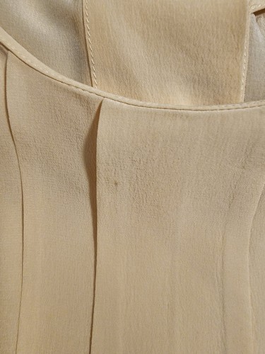 VINTAGE 80'S SZ M CHANEL SILK PLEATED PLACKET SHORT SLEEVE BLOUSE SHIRT - Picture 5 of 9