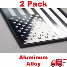 (2 Pack) Aluminum US American Flag Sticker Decal | Auto Car Emblem | 3.15"x1.75"