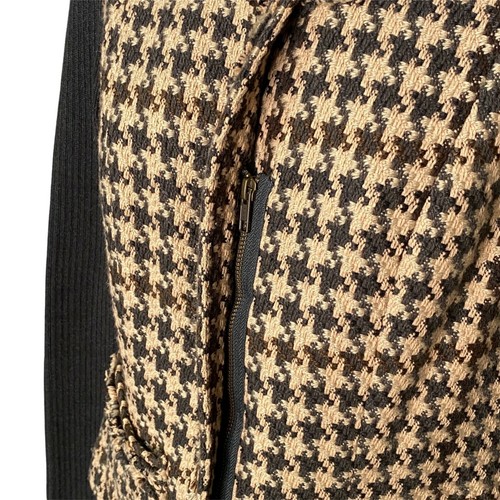 Cabi Zip Front Sweater Jacket Beige Houndstooth Gray Knit Sleeves Size 4 - Picture 3 of 8