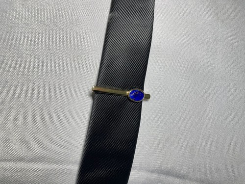 Duty FreeAuth Rare Dior lapis lazuli stone & gold Tie Pin cufflinks set Bar Clip - Picture 18 of 24