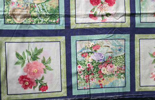 1 1/8 Yd A Time to Relax Fabric Flower Block Classic Cotton Exclusively Quilters - Picture 3 of 3