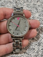 American Eagle Outfitters 13427 Silver Tone Women' Watch Sz.7 1/4" CLEAN.