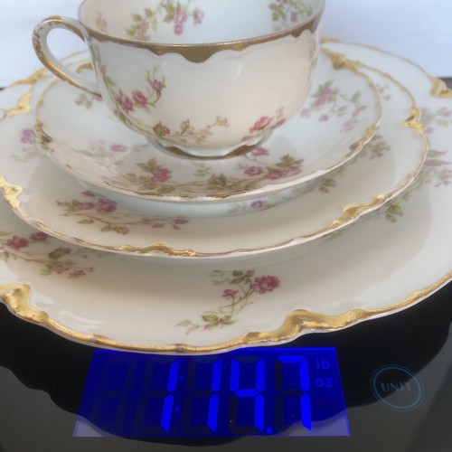 HAVILAND Limoges France Scalloped Gold Pink Floral Blossom Place Setting 4 Pc. - Picture 22 of 22
