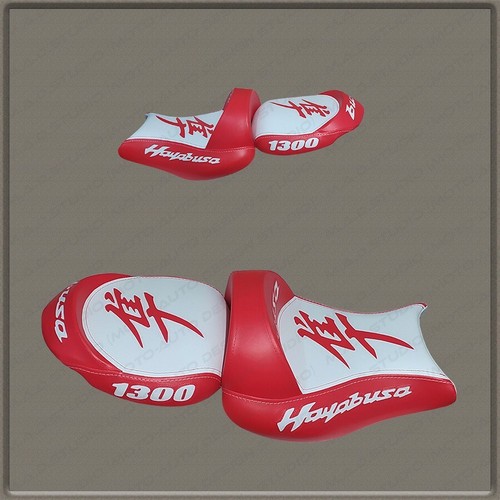 Custom Seat COVER Suzuki GSX1300R Hayabusa 2008-2020 (2Gen) White+Red 2pillow - Picture 10 of 12