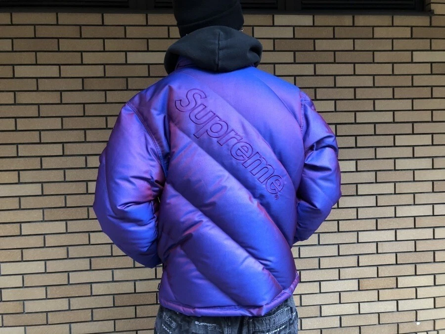 Veste Supreme Irisée Puffy Violet 2019 Rare Très Bon État M Homme