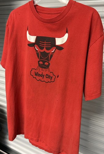 Men's Majestic NBA WINDY CITY Chicago Bulls Scottie Pippen #33 T-Shirt Size L - Picture 3 of 16
