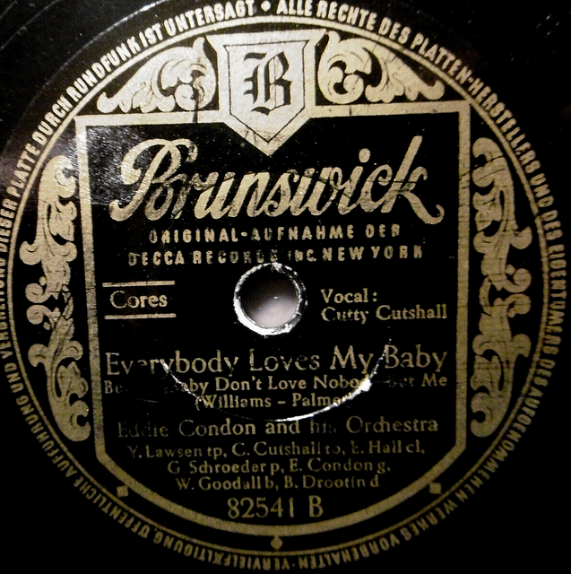 CUTTY CUTSHALL & EDDIE CONDON "Everybody Loves My Baby / Farewell Blues" 78rpm CUTTY CUTSHALL & EDDIE CONDON "Everybody Loves My Baby / Farewell Blues" 78rpm