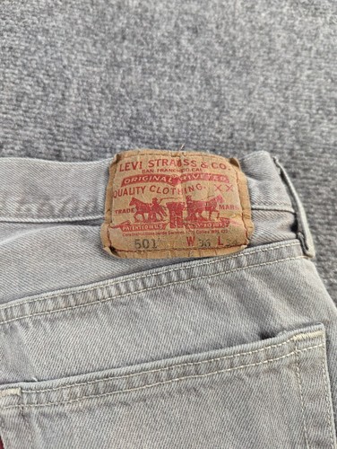 Levis 501 Jeans Mens 36x30 Straight Leg Button Fly Gray Y2K Vintage  - Picture 5 of 11