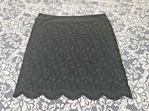 J Jill Rock Größe LP schwarz Spitze Überzug elastische Taille Bleistiftrock gewellter Saum - Bild 1 von 8