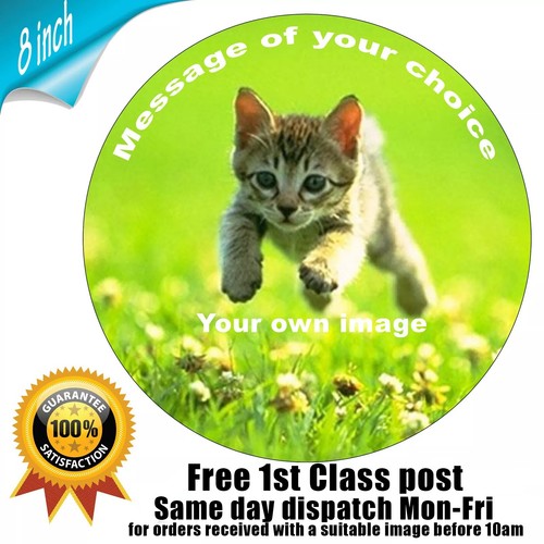 PERSONALISED EDIBLE PHOTO CAKE TOPPER PRINTING FOR 8 INCH ROUND CAKES - Picture 1 of 3