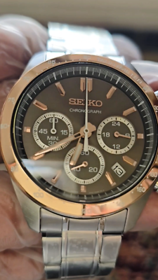 Seiko Spirit SBTR026 Chronograph Brown Dial Stainless Steel Men's