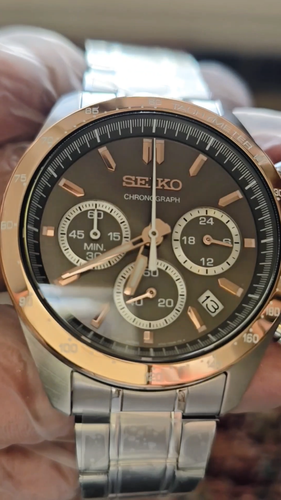 Seiko Spirit SBTR026 Chronograph braunes Zifferblatt Edelstahl Herrenuhr - Video 1 von 1