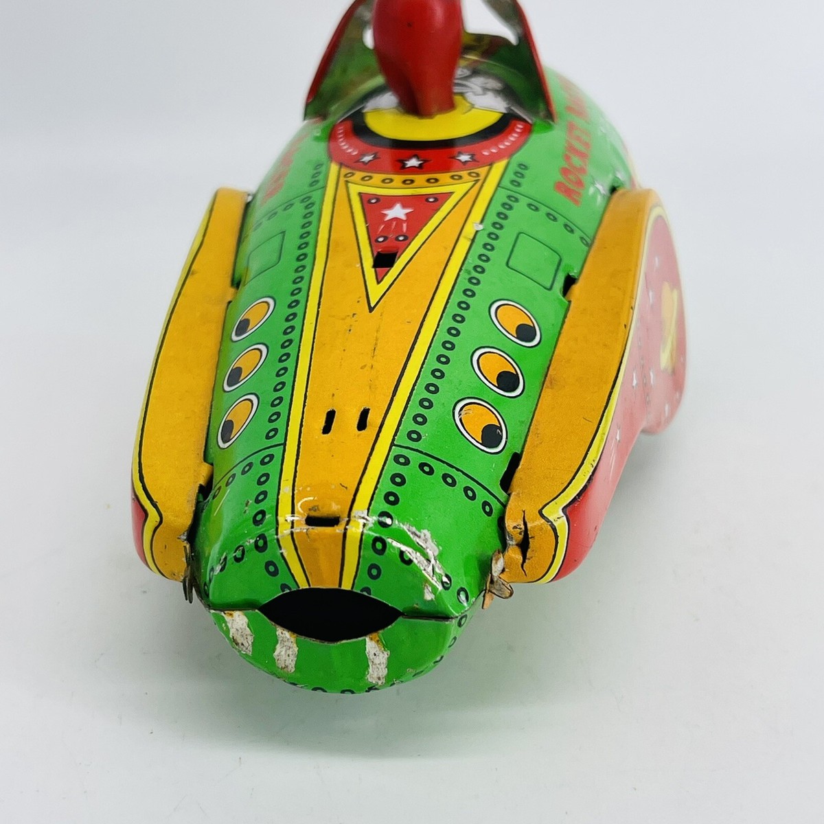 SET OF 2 VINTAGE ATOMIC RETRO METAL TIN ROCKET RACER SET OF 2 VINTAGE ATOMIC RETRO METAL TIN ROCKET RACER