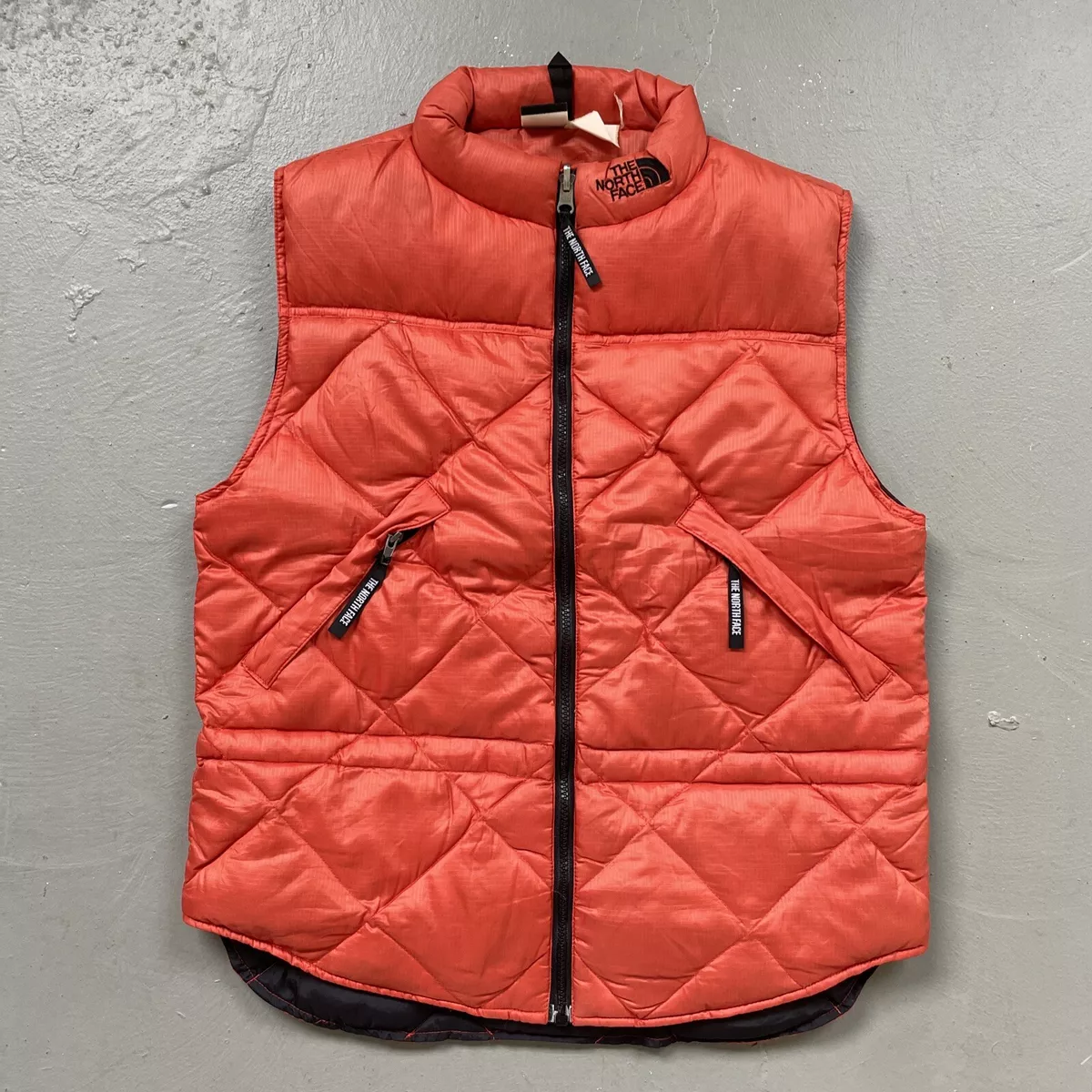 Vintage The North Face Quilted Down Puffer Ascent Style Vest Orange Mens S