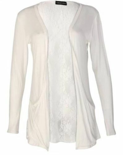 New Ladies Women's Lace Back Long Sleeve Open Front Boyfriend Cardigan Size 8-26 - Picture 4 of 10