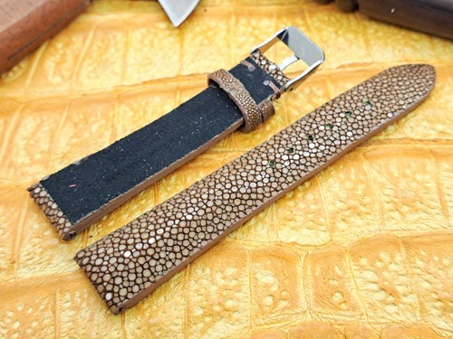 19mm/16mm Polished Stingray Leather Watch Band Vintage Exotic Leather - Picture 3 of 7