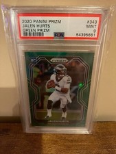 2020 PANINI PRIZM GREEN PRIZM #343 JALEN HURTS ROOKIE RC PSA 9