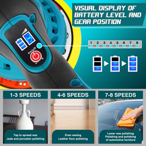 6" Cordless Car DA Polisher Dual Action Buffer Sander Polishing Machine Tool Kit - Picture 3 of 22