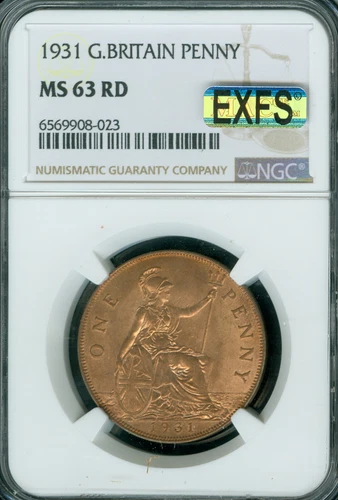 1931 GREAT BRITAIN PENNY NGC MS63 RD PQ MAC EXFX  EXCEPTIONAL 1ST STRIKE RARE *