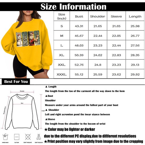 Women's Casual Fashion Long Sleeve Christmas Print Round Neck Sweatshirt Top - Picture 33 of 51