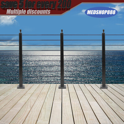 4PCS Cable Railing Posts 36''x2''x2'' Adjustable Stainless Steel Pre-drilled Posts