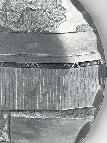 Hammered Coaster Plate Recycled Memories Amish Bridge Aluminum Made In USA 4.5” - Picture 7 of 8