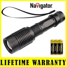 Metal LED Flashlight Torch 1165 With Adjustable Focus Zoom + Battery 