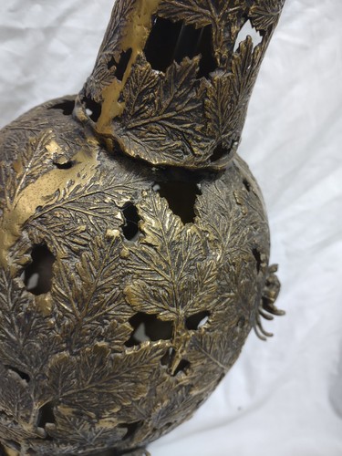 Vintage MCM Brutalist Flower Tree Leaf Floral Brass? Table Lamp - READ AS-IS - Picture 11 of 22