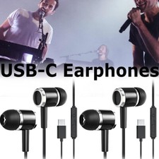 2X Type C USB-C Type C Connector Earphones Headphones Earbuds Bass Stereo Wired