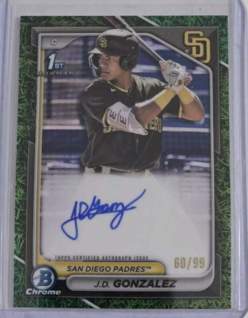 J.D. Gonzalez 2024 Bowman Chrome 1st Green Grass Refractor Auto RC /99. *2
