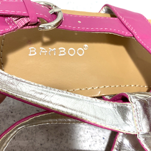 Bamboo mod pink thong sandals with adjustable ankle strap casual beachy US 8M - Picture 5 of 8