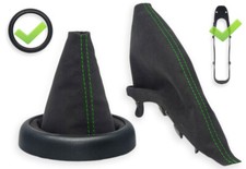 SCHALTMANSCHETTE HANDBREMSSACK FUR MINI COOPER R50 ALCANTARA NAHT GRUN + RAHMEN