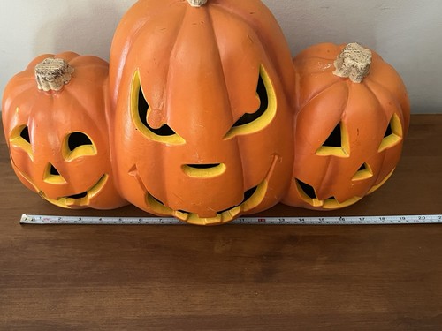 Drei Gesichter Halloween Kürbis beleuchtet Kunststoff Schaum Triple Jack O Laterne Trio - Bild 3 von 7