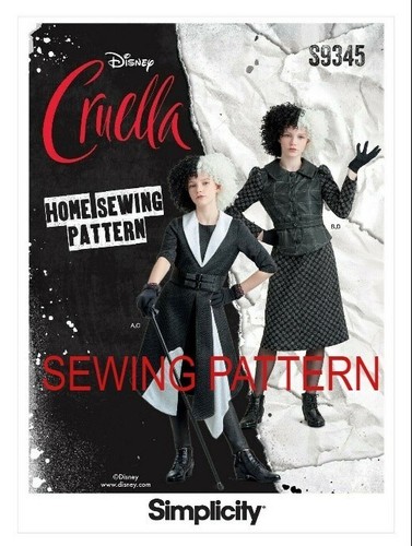 SIMPLICITY 9345 GIRLS CRUELLA DISNEY Fancy Dress SEWING PATTERN Sizes 7 - 14