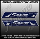 SAVAGE - 490mm X 85mm X 2 - LEFT & RIGHT PAIR - BOAT DECALS / STICKERS - VINTAGE
