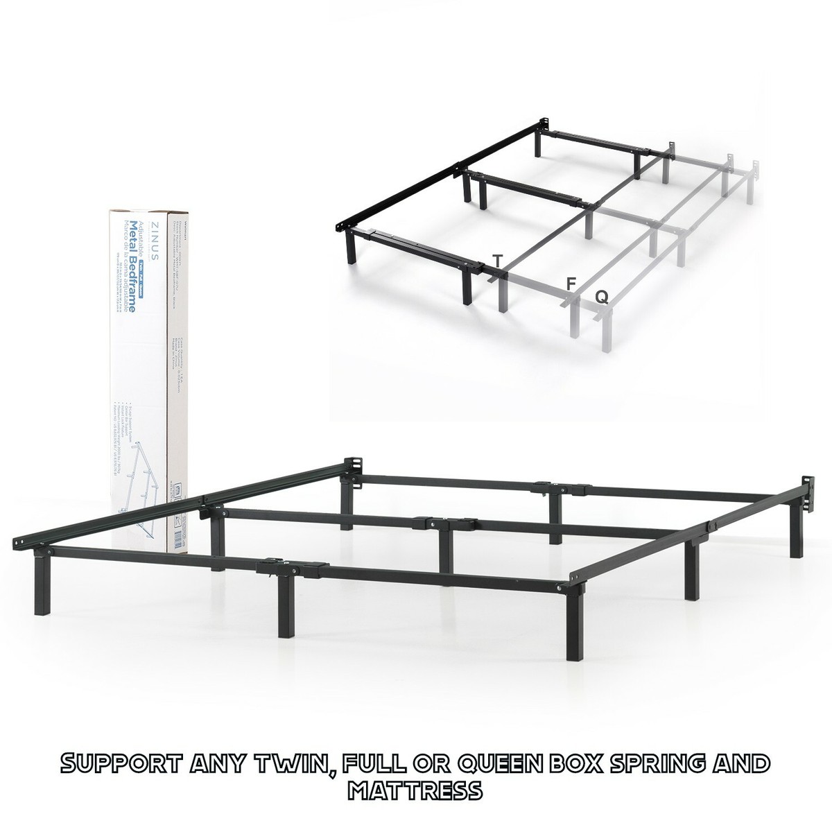 Adjustable Bed Frame Twin Full Queen Size Metal Box Spring