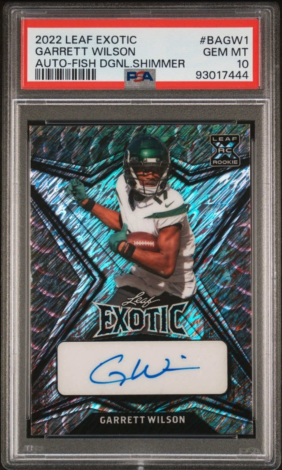 Garrett Wilson Leaf Exotic Autographs #BAGW1 Fish Diagonal Shimmer