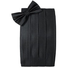 Men's Silk Weave Bow Tie and Cummerbund Set in Assorted Colors