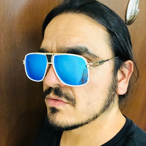 Designer Oversized Square Pilot Sunglasses Metal Bar Retro Men Women Fashion New - Picture 11 of 63