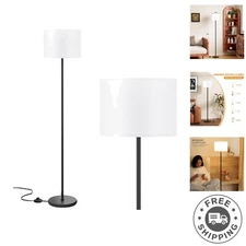 Contemporary 60-Inch Floor Lamp with White Shade & E26 Base for Cozy Lighting