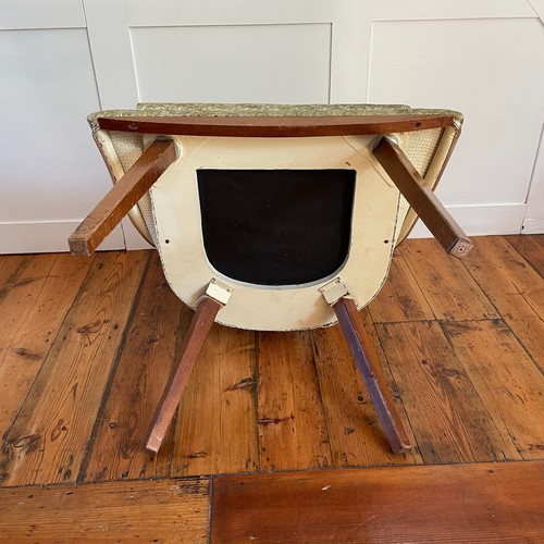 Antique Vintage Retro Wicker Back Chair Seat Wooden Wood Pattern Green Armchair - Picture 15 of 15