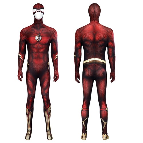 Movie The Flash Bary Allen Battle Jumpsuit Superhero 3D Bodysuit Cosplay Costume - Picture 2 of 15