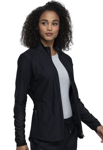 Cherokee Scrubs Zip Front Jacket Top CK390 BLK Black Free Shipping - Picture 4 of 5