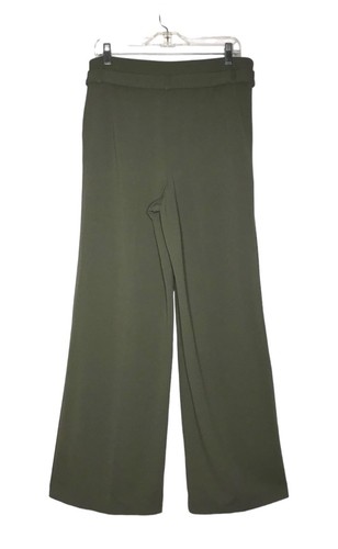 Calvin Klein Belted Wide Leg Pants Women's 8 Green Stretch Career Casual NWT - Picture 6 of 13