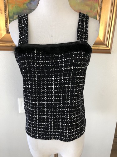 Joseph Ribkoff 2 Stück schwarz Glitzer geometrischer Fellbesatz Tank/Veston Jacke Gr. 8 - Bild 5 von 10