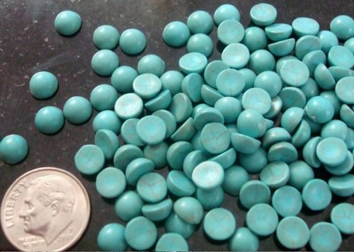 4 pcs Turquoise chalk turquoise treated cabochons 6mm round $ .85 ea CB012 - Picture 5 of 5