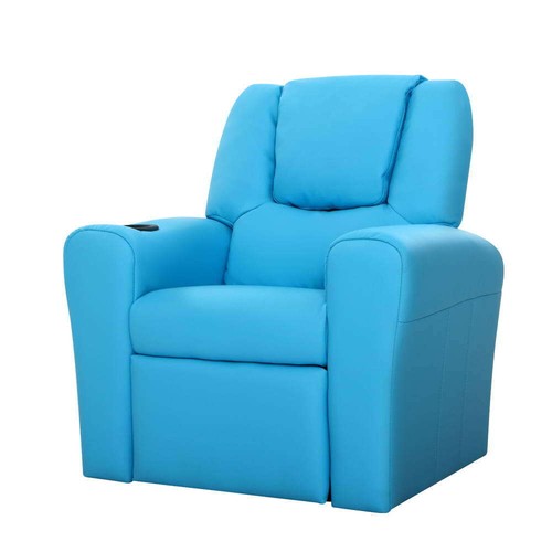 Keezi Kids Recliner Chair Blue PU Leather Sofa Lounge Couch Children Armchair - Picture 2 of 10