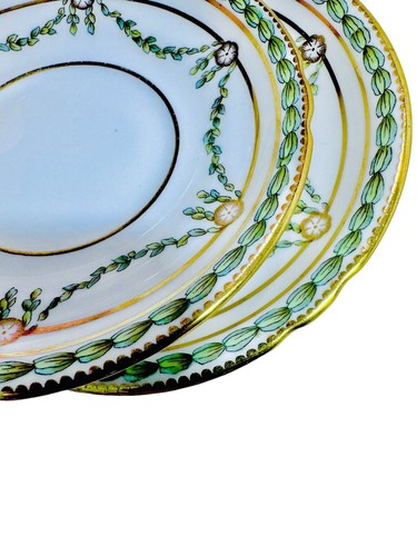 Copelands China Spode Gilman Collamore Green Laurel Swag 2 Bouillon Cup & Saucer - Picture 8 of 20