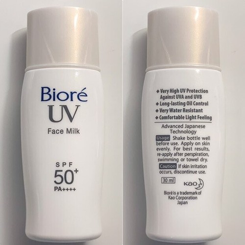 Biore UV Face Milk Sunscreen Perfect SPF50+ Sun Block Lotion 30 ml x 3 - Picture 3 of 6
