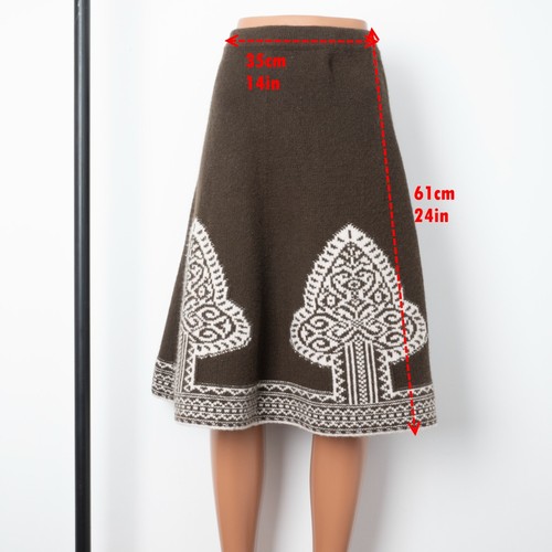 WEEKEND Max Mara Women's Brown Wool High Waist A-Line Flared Skirt Size M - Picture 3 of 10